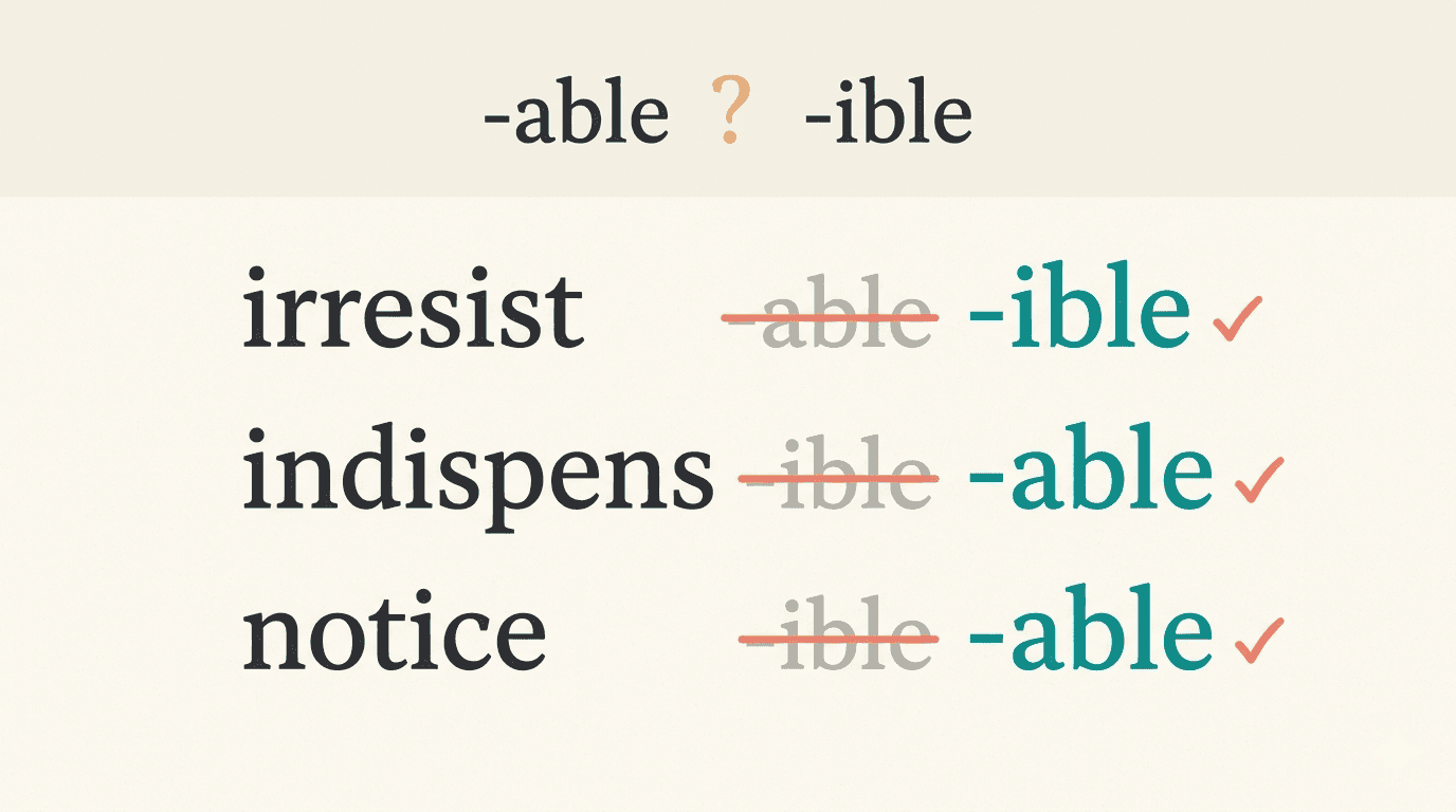 -able or -ible? English Spelling Rule Test (B2)